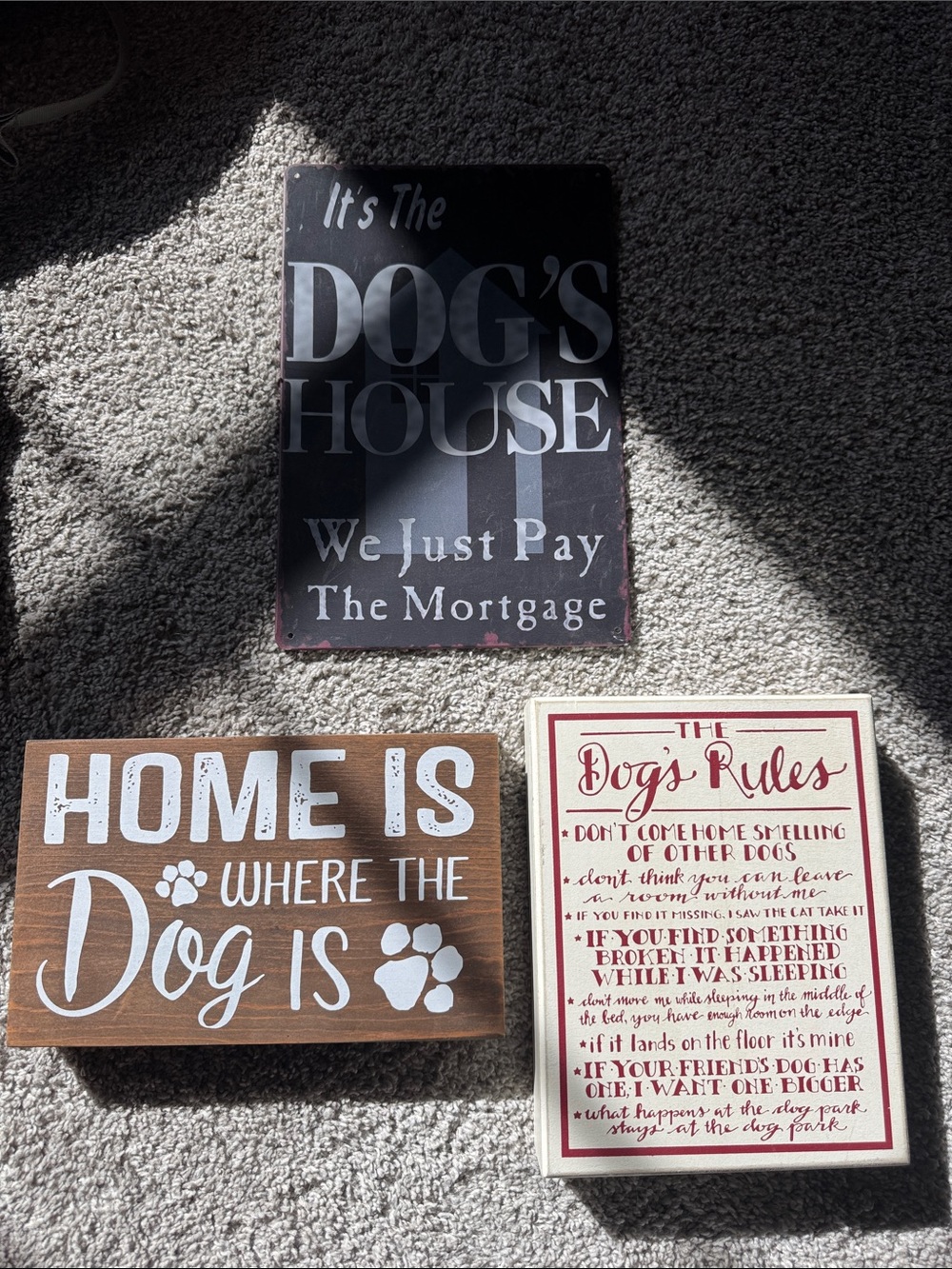 Dog-Themed Wall Sign Trio - Brown, Black & Cream